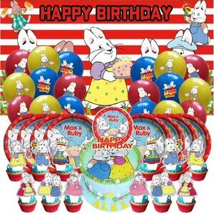 Max and Ruby Balloons Tableware Party Supplies Decor Birthday Cake Topper Decor